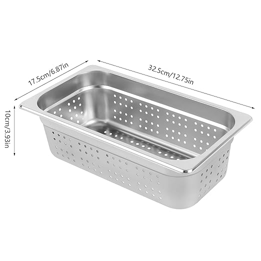 Hotel Pans 2-Pack 1/3 Size Stainless Steel Perforated Steam Table Pan 4 Deep Food Grade Anti-Jam Commercial Buffet Pan for Kitchen Drain &amp Steam Vegetables Dishwasher &amp Oven Safe