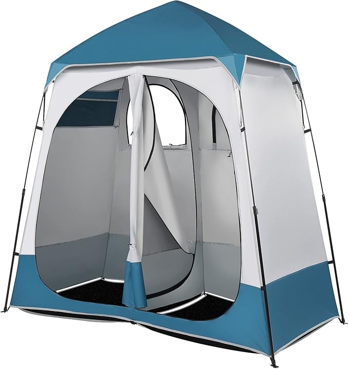 VINGLI 2 Room Shower Tent 7.5 FT Instant Pop Up Shelter with Carrying Bag Privacy Changing Room TentPerfect for Portable Toilet Camping Dressing Outdoor Indoor Easy Set Up