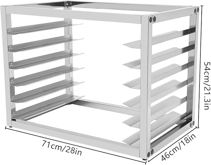 6-Tier Stainless Steel Bakery Rack Holds 18.11'' x 11.02'' Pans Countertop Half Sheet Pan Rack 44.09 Lbs Tabletop Bun Pan Racks for Bakeries Restaurants Catering Kitchens
