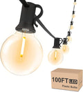 Svater Outdoor String Lights Waterproof 100 FT LED Patio Lights Outside with 52 Shatterproof G40 Bulbs Dimmable Hanging Globe Lighting for Bistro Backyard Cafe Market Porch Warm White 2700K