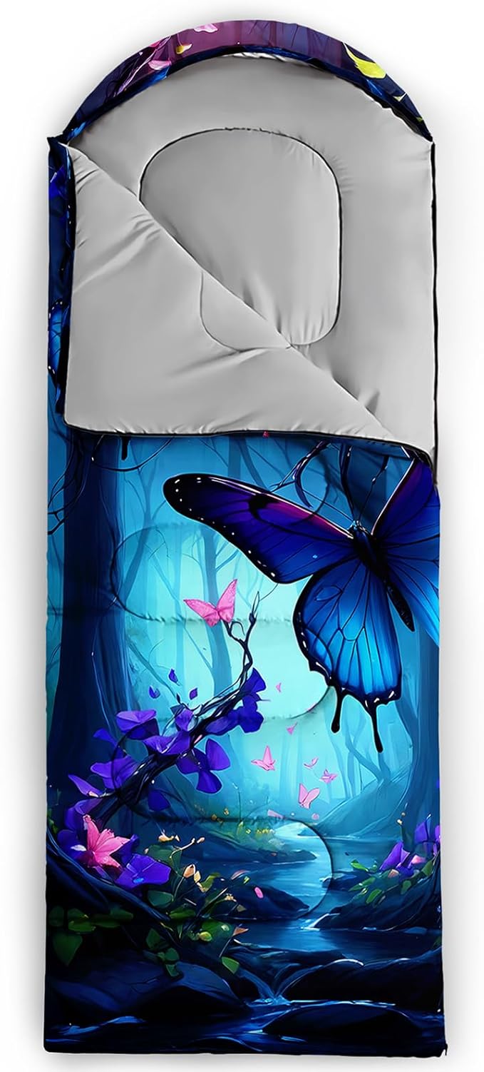 AILONEN Outer Space Astronaut Camping Sleeping BagsLightweight &amp Waterproof3 Season Warm &amp Cool WeatherCartoon Sleeping Bags for KidsBoys Girls TravellingOutdoors