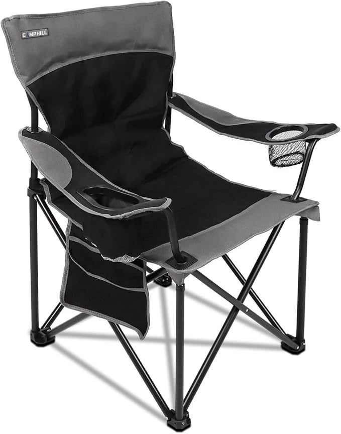 CAMPHILL Oversized Portable Camping Chairs Collapsible Outdoor Chairs with Pocket and Cup Holders Carry Bag for CampingTailgatesBeachand Sports