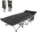 Camping Folding Cot with Mattress for Adults with 600lbs Max Load Heavy Duty 28 Wide Portable Sleeping Camp Cot with Carry Bag for Home Office Travel - Black