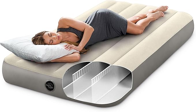Intex 64101E Dura-Beam Standard Single-High Air Mattress: Fiber-Tech – Twin Size – 10in Bed Height-– 300lb Weight Capacity-– Pump Sold Separately(Pack of 4)