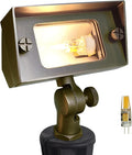 COLOER Brass Small Rectangular Flood Lights Outdoor with 2W 2700K Warm White LED G4 Bulb 12V Low Voltage Landscape Outside Lights for House Illuminating Signs Walls and Plant Material