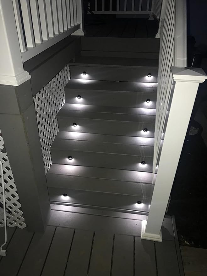 FVTLED Pack of 10 Low Voltage LED Deck Lights kit Φ1.38 Outdoor Garden Yard Decoration Lamp Recessed Landscape Pathway Step Stair Cold White LED Lighting Bronze