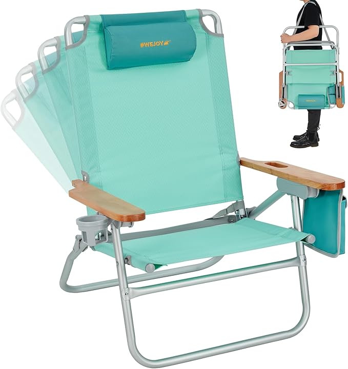 #WEJOY Folding Webbed Lawn Beach Chair - Heavy Duty Portable Outdoor Chair with Hard Armrest for CampingGardenConcertsFestivals and Sand Picnic BBQ265 LBS