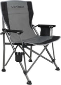 Portable Outdoor Folding Camping Chair Heavy Duty Camp Chair with Storage Bag for Outside Activities Black Grey