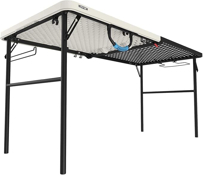LIFETIME Folding Tailgate Table with Grill Rack Portable Outdoor Camping Station 5-Foot