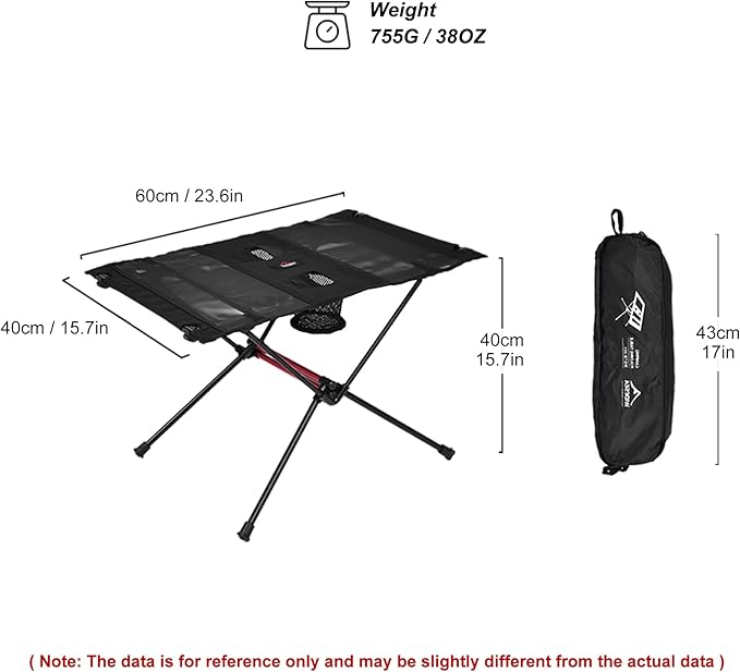 widesea Portable Camping Table Ultralight Mesh Folding Beach Table for Camping Hiking Backpacking Outdoor Picnic Mesh Folding Table with Mesh Bag