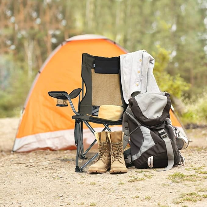 OUTDOOR LIVING SUNTIME Camping Folding Portable Mesh Chair with Removabel Footrest…