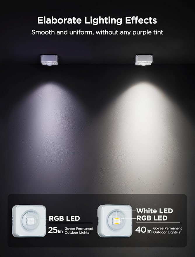 Govee 16.4ft Extension Lights Only for Permanent Outdoor Lights 2 Applicable to 50ft H705D and 100ft H705E Not Included Adapter or Control Box Black Version