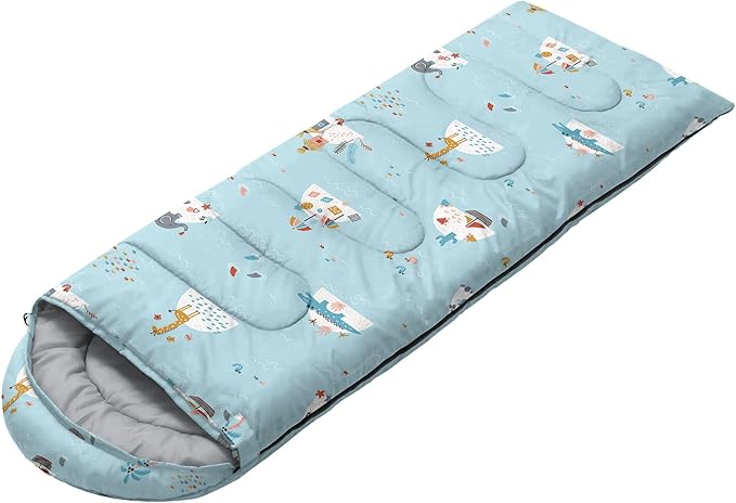 Kids Sleeping Bag for Boys GirlsAnimal Island Print-Lightweight Warm Portable Outdoor Indoor-Waterproof Cold Weather Resistant Sleeping Bag for Camping Hiking(Animal Island)