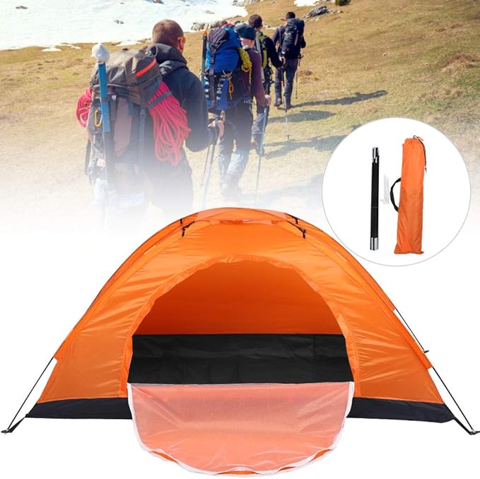 SUNGOOYUE Camping Tent Set Portable Single Person Outdoor Tent Building Kit with Tent Rods Tent Pegs &amp Storage Bag for Camping or Anti-Epidemic Orange SUNGOOYUE14iun76sep-11