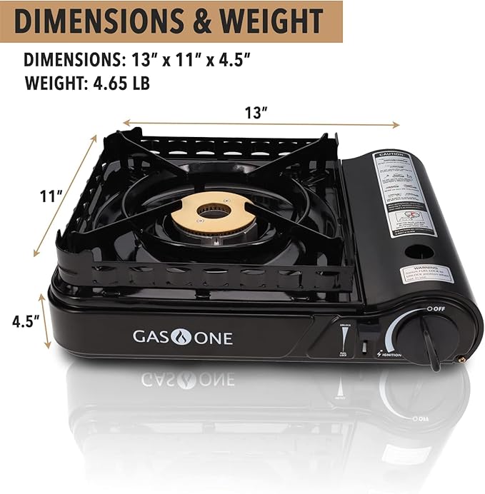 GasOne 15000 BTU Propane or Butane Stove Dual Fuel Stove Portable Camping Stove - Patented - with Carrying Case Great for Emergency Preparedness Kit