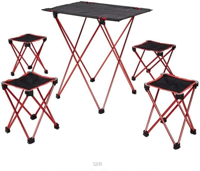 Outdoor 5-Piece Folding Table and Chairs Set Portable Aluminum Camping Furniture for Adults – Perfect for Camping BBQ Fishing &amp Picnic