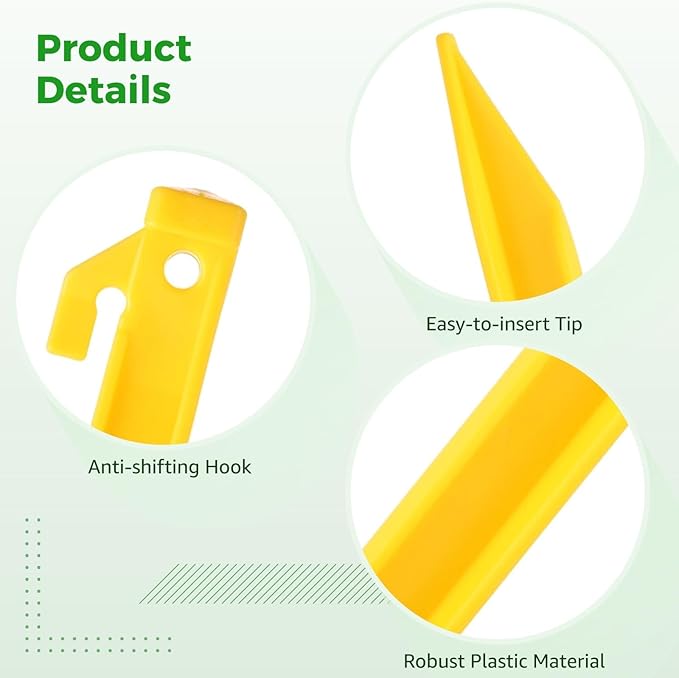 50 Heavy Duty Plastic Tent Stakes 9-Inch Triangular Pegs with Built-in Hook for Tent Canopy and Outdoor Gear