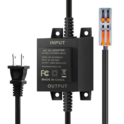 Low-Voltage Landscape Transformer 60W 5A converts 110V-120V AC to 12V AC. Landscape Lighting Transformer for Outdoor Lighting Landscape Lighting Swimming Pool Lights LED Lights Water Pumps etc