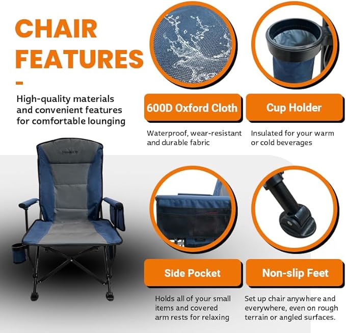 ExtremeHEAT Wireless Heated Camping Chair with 20000mAh Power Bank – Rechargeable Electric Heated Chair for Camping Tailgating &amp Outdoors