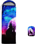 Galaxy Wolf Camping Sleeping Bags Warm &amp Cool Weather Waterproof Backpacking Blue Purple Starry Sky Sleeping Bag All Seasons Camping for Adult Kids Boy Girls Camping Gear Equipment Traveling