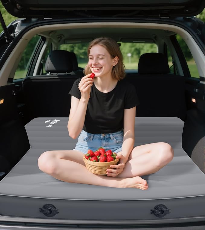 for Tesla Model Y Mattress Memory Foam 4 inch Comfortable SUV Sleeping Pad with Powerful Air Pump Inflatable Car Bed for Camping &amp Road Trips (Gray)