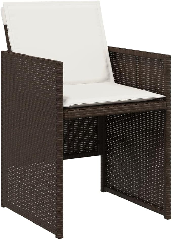 Patio Chairs with Cushions Set of 4 Brown Poly Rattan Outdoor Lounge Chairs Comfortable Garden Chairs with Foldable Backrest and Removable Cushions for Patio Furniture Lawn and Garden Use