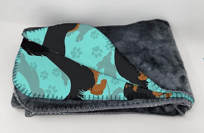 Caroline's Treasures MLM1011TBLT Longhaired Black Tan Dachshund Soft Travel Blanket with Bag Airplane Blanket Indoor Outdoor Camping Blanket for Traveling Picnics Beach Trips Concerts