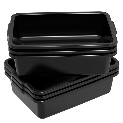 25 L Plastic Commercial Bus Tubs Restaurant Bus Boxes Black 6 Packs