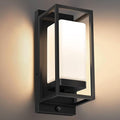 SHIMR Outdoor Wall Light with Dusk to Dawn Sensor Black Outdoor Light Fixture with LED Bulb Included E26 Base Waterproof Exterior Sconce for Porch Garage Front Door