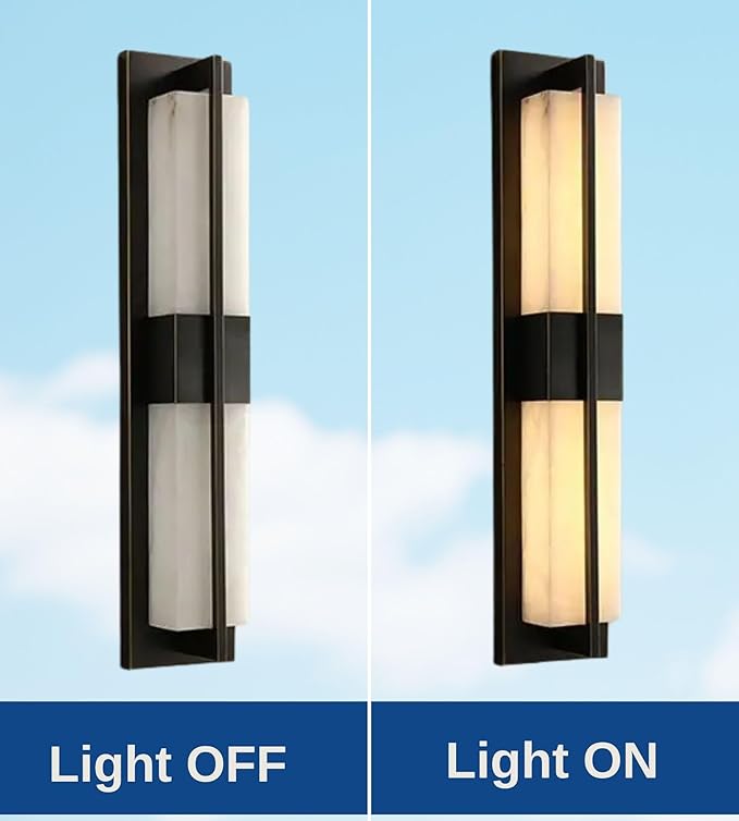 Outdoor Wall Light Fixtures Exterior Waterproof Lanterns Porch Sconces Wall Mounted Lighting with Modern Frosted Glass Black Aluminum Wall Lamps for Patio Front Door Entryway (MODERN_BLACK 18inch)
