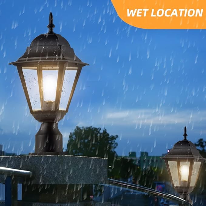 Outdoor Post LightWaterproof Cast Aluminium Lamp Post Light FixturePost Lantern with Pier Mount BaseMatte Black16.5inSuitable for GardenYardDrivewayetc