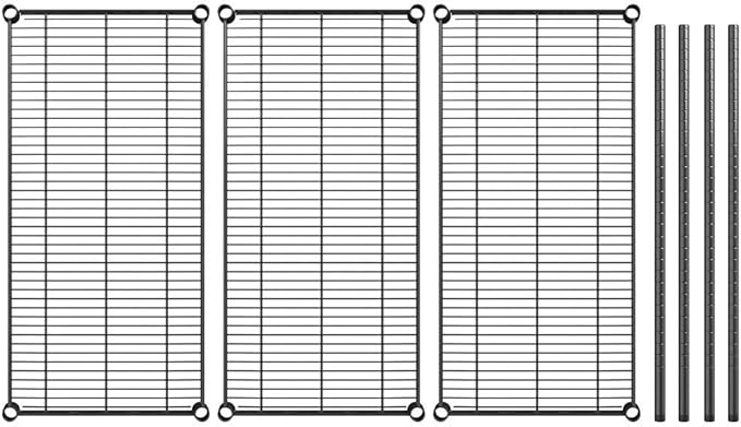 PRO&ampFamily 18 x 36 NSF Black Epoxy 3-Shelf Kit with 34 Posts