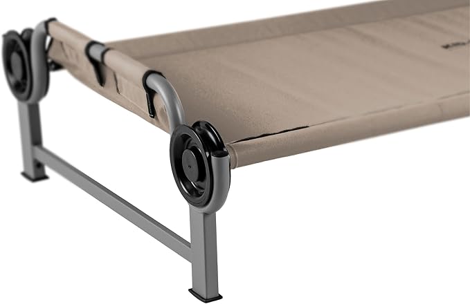 Disc-O-Bed Youth Single Camping Cot Kid-O-Bed Portable Sleeping Cot for Kids with Included Carry Bag Indoor and Outdoor Use Tan