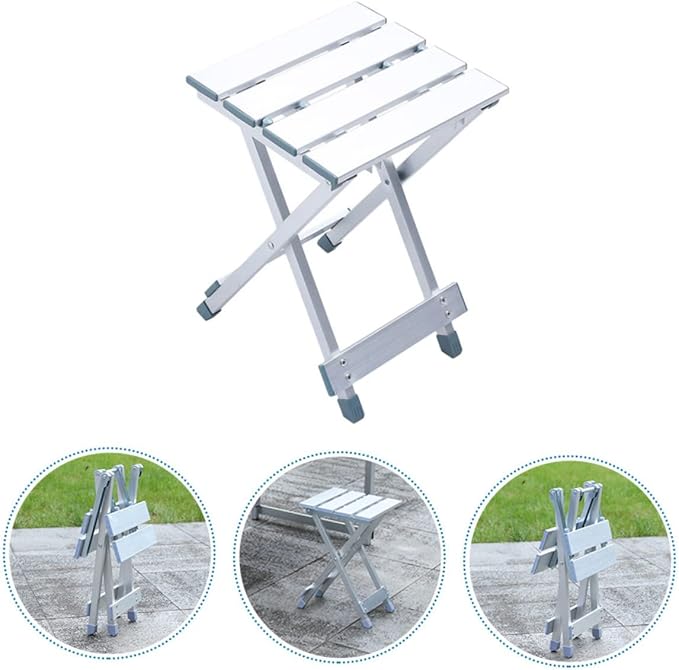 CHILDWEET Outdoor Folding Chair Aluminum Alloy Stool Multipurpose Portable Stool for Kitchen Garden