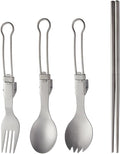 Folding Travel Camping Cutlery Set Portable Utensil Light Weight Metal Fork Spoon Chopsticks Flatware Dishwasher Safe Portable Camping Cutlery Set for Outdoor Dining Travel Hikings