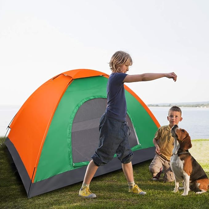 Outvita Camping Dome Tent 1-4 Person Waterproof Windproof Easy Setup Spacious Family Tents with Carry Bag &amp Rain Fly for Hiking Backpacking Traveling Glamping Beach