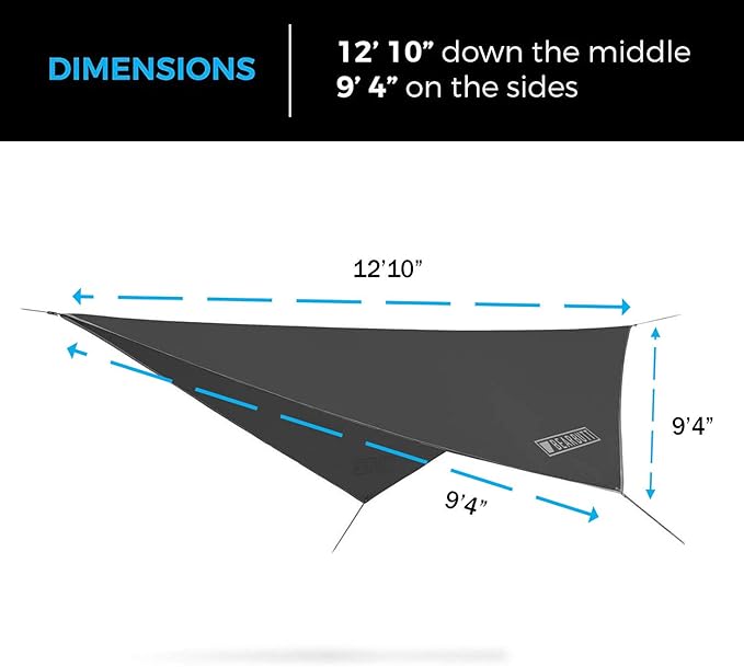 Bear Butt Hammock Rain Fly &amp Camping Tarp - 11 x 9 ft Ultralight Waterproof Tarp for Hammock &amp Tent Camping - Easy to Set Up