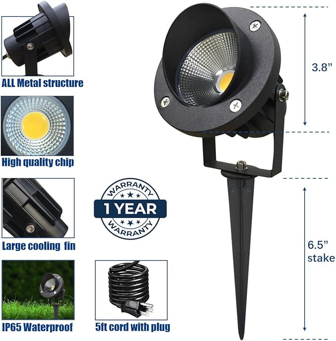 TOVEENEN LED Outdoor Landscape Spotlight Flag Light - 120V 20W Waterproof Spot Lights for Yard House Tree Christmas Lighting Warm White