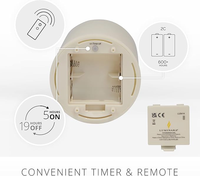 Luminara Outdoor Flameless LED Coloring Changing Candle Melted Edge 3.75 x 7 Real Moving Flame Battery Operated Timer Plastic Weather-Resistant