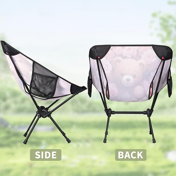 Bear Print Pattern Camping Chair Lightweight Portable Chairs for Adults Easy Installation Outdoor Foldable Camping Chair for Camping Fishing Hiking Picnic Beach