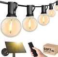 Svater Solar Outdoor String Lights 50 FT G40 Patio Lights Shatterproof Dimmable Vintage Edison Bulbs Solar Powered Weatherproof Light for Patio Backyard Garden Bistro Warm White