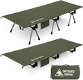 ONETIGRIS SUPRANUBIS Camping Cot Height Adjustable with Cot Leg Extenders Strong Support 330lbs Lightweight Comfortable Folding Bed for Camping Hiking Travel Truck Beach Office Nap