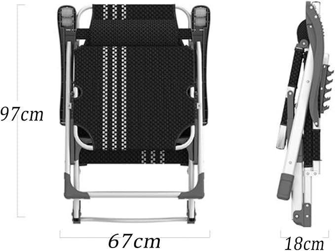 Deck Chair Recliner Folding Single Lunch Break Bed Adjustable Home Backrest Lounge Chair Portable Multi-Function Beach Sun Lounger with Cotton Pads 178×67×25cmColor