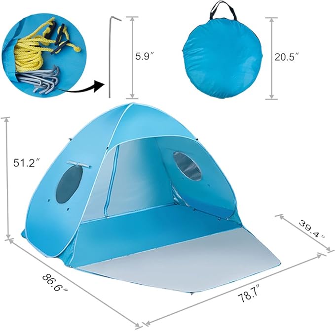 Extra Large Pop Up Instant Portable Outdoors 2-3 Person Beach Cabana Tent Sun Shade