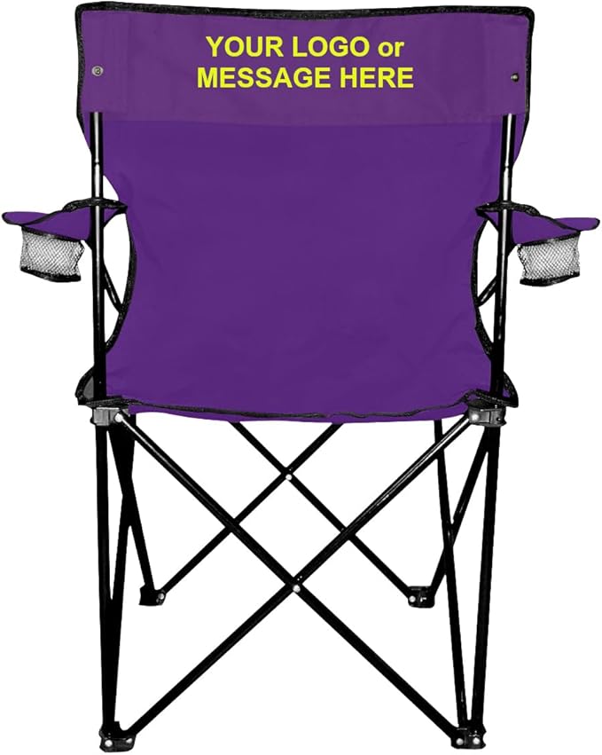 6-Qty Folding Chairs with Imprinted Logo or Message On Back - Custom Gift for Sports Picnics &amp Tailgating