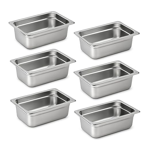 Aplancee 1/4 Hotel Pans 4 Inch Deep Stainless Steel Food Pan - Anti-Jam 6 Pack Steam Table Pan Set for Catering Buffet Use Kitchen Prep