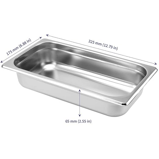 SOUJAP 8 Pack Steam Table Pan 1/3 Size x 2.5 Inch Deep Stainless Steel Anti-Jamming Food Cooking Pan Steam Table Pan Hotel Pan for Buffet Restaurants Catering Supplies