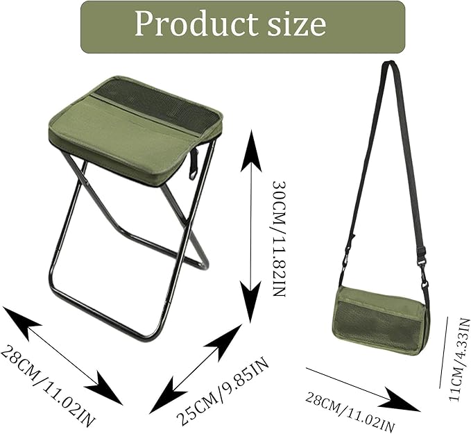 Foldable Backpack Stool a Portable Stool for Mountaineering and Hiking Equipped with Adjustable Shoulder Straps Supporting Crossbody or Handheld use for Outdoor travel Camping Parties (Green)