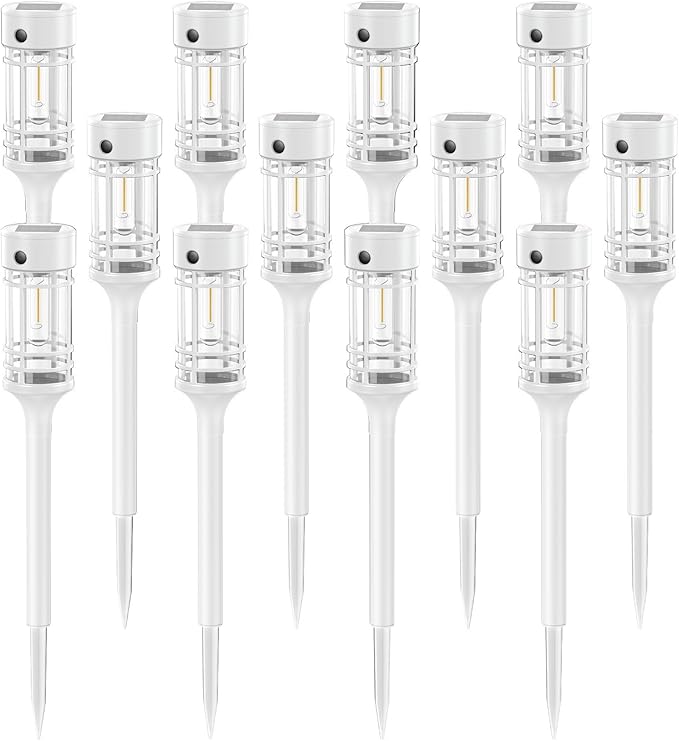 LETMY 12 Pack Solar Pathway Lights Outdoor Bright Solar Lights Outdoor Waterproof IP65 Solar Garden Lights Outdoor for Yard Walkway Driveway Landscape Garden Decor （White）