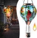 Hot Air Balloon Solar Lantern - Cardinal Bird Glass Lantern Simulated Flickering &amp Dancing Flame Outdoor Hanging Yard Light Waterproof IP65 for Patio Lawn Porch Decor Gift